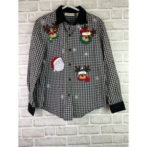 Vintage Lemon Grass Woman’s Christmas Button Down Plaid Shirt Sz PS